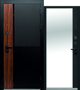 Входная дверь "Luxor 2 мдф Дуб Диагональ зеркало New" - Интернет-магазин Хорошие Двери, Нижний Тагил